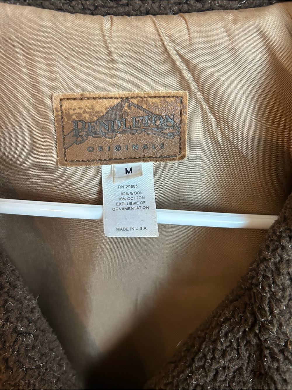 Vintage Pendleton Originals Wool Blanket Coat Fleece Trim Cabin Core Patchwork - Picture 5 of 7
